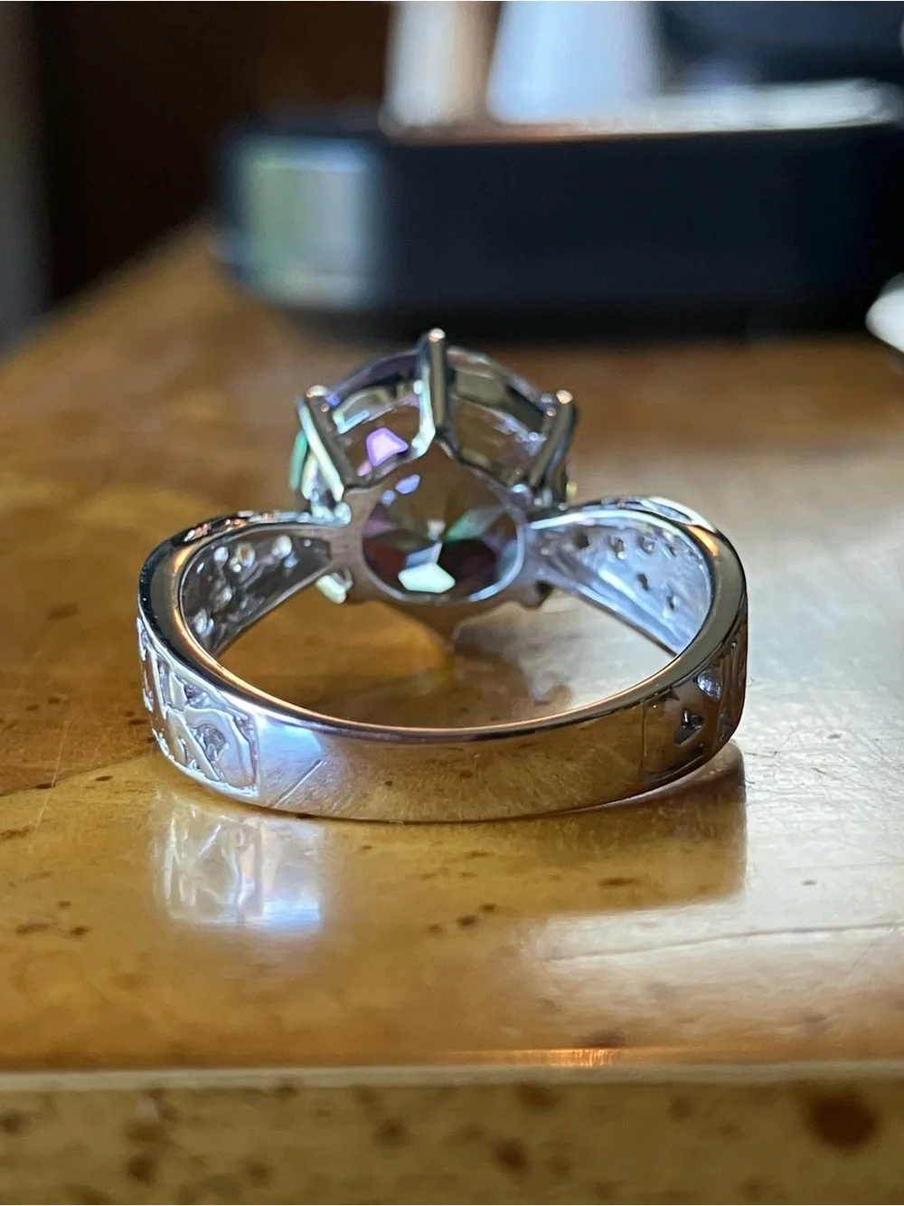 Mystic Quartz White Topaz Ring Size 9